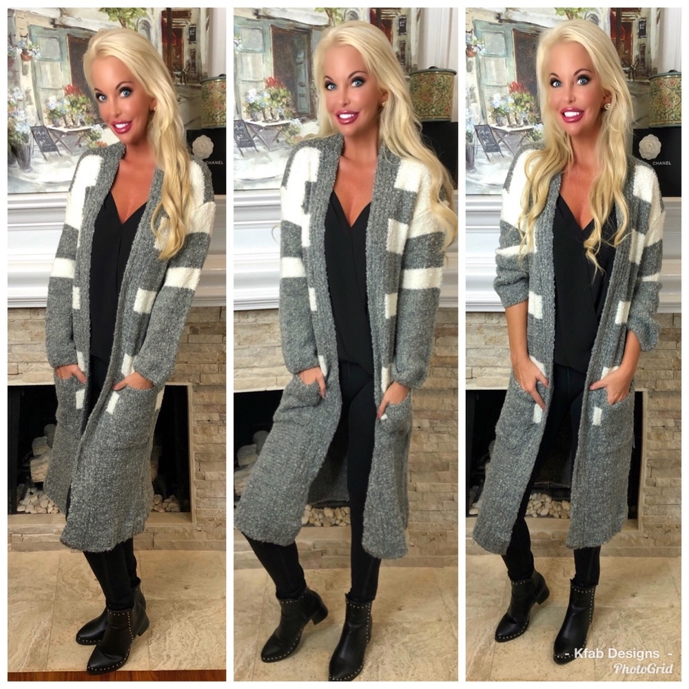 ❤️LAST 1! Super Warm/Soft Striped Cardigan - Picture 2 of 4